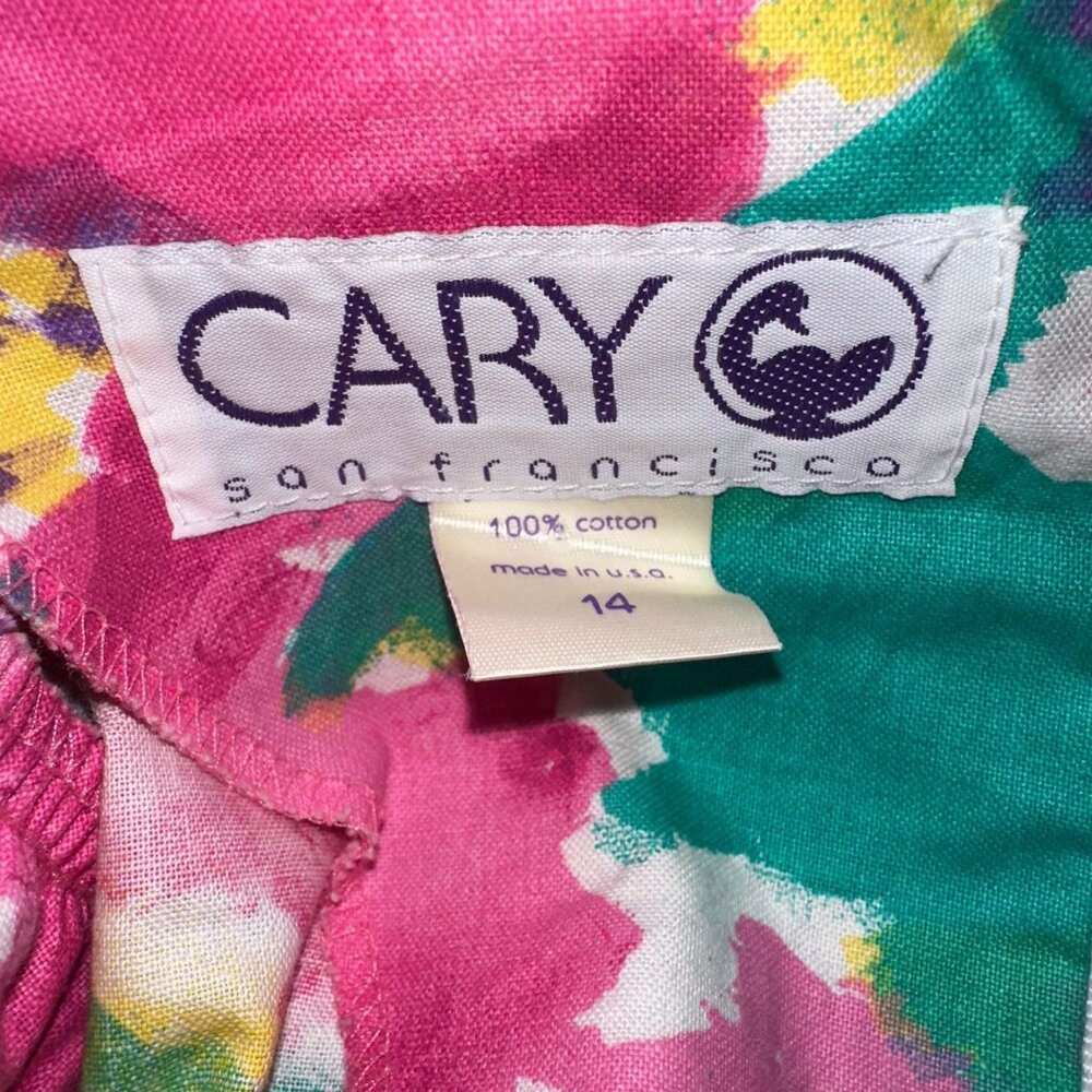 Vintage Cary San Francisco Dress Big Girls 14 Bright Floral Modest Long Maxi - Picture 9 of 10